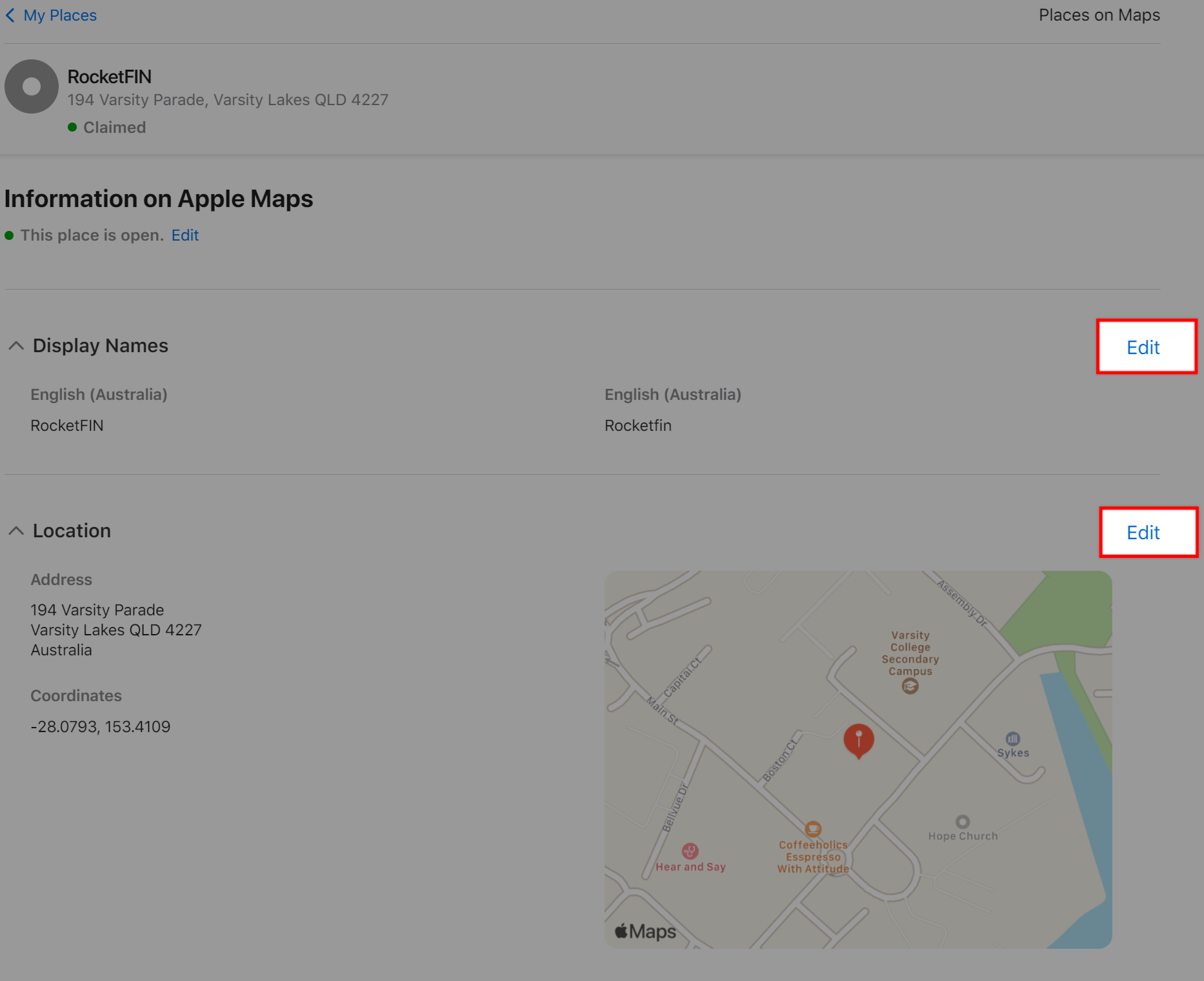 Edit your business on Apple Maps