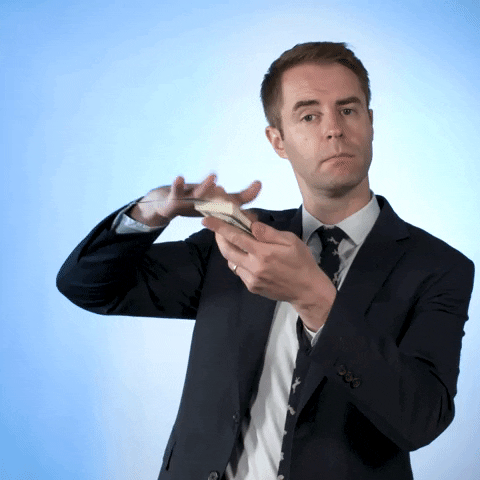 Moving image of a man flicking money out of his hands