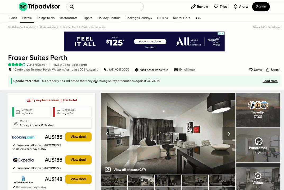 Hotel reviews on Tripadvisor