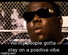 Person saying, "all my people gotta stay on a positive vibe"