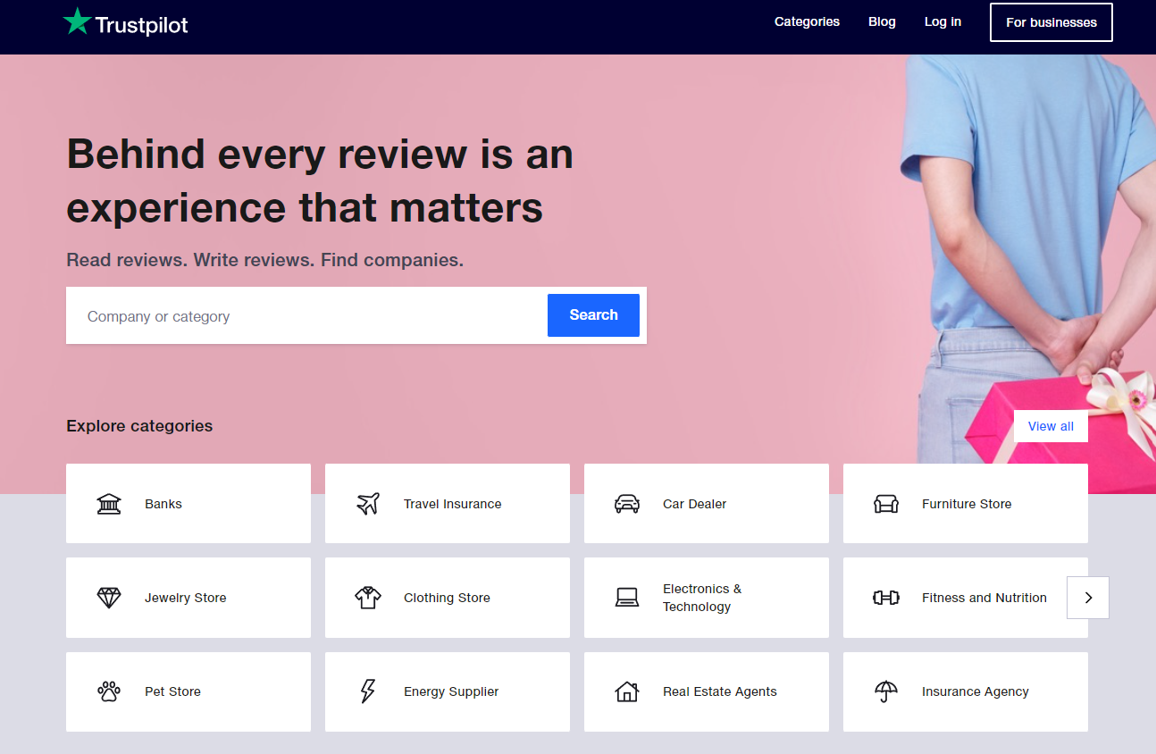 Trustpilot's website