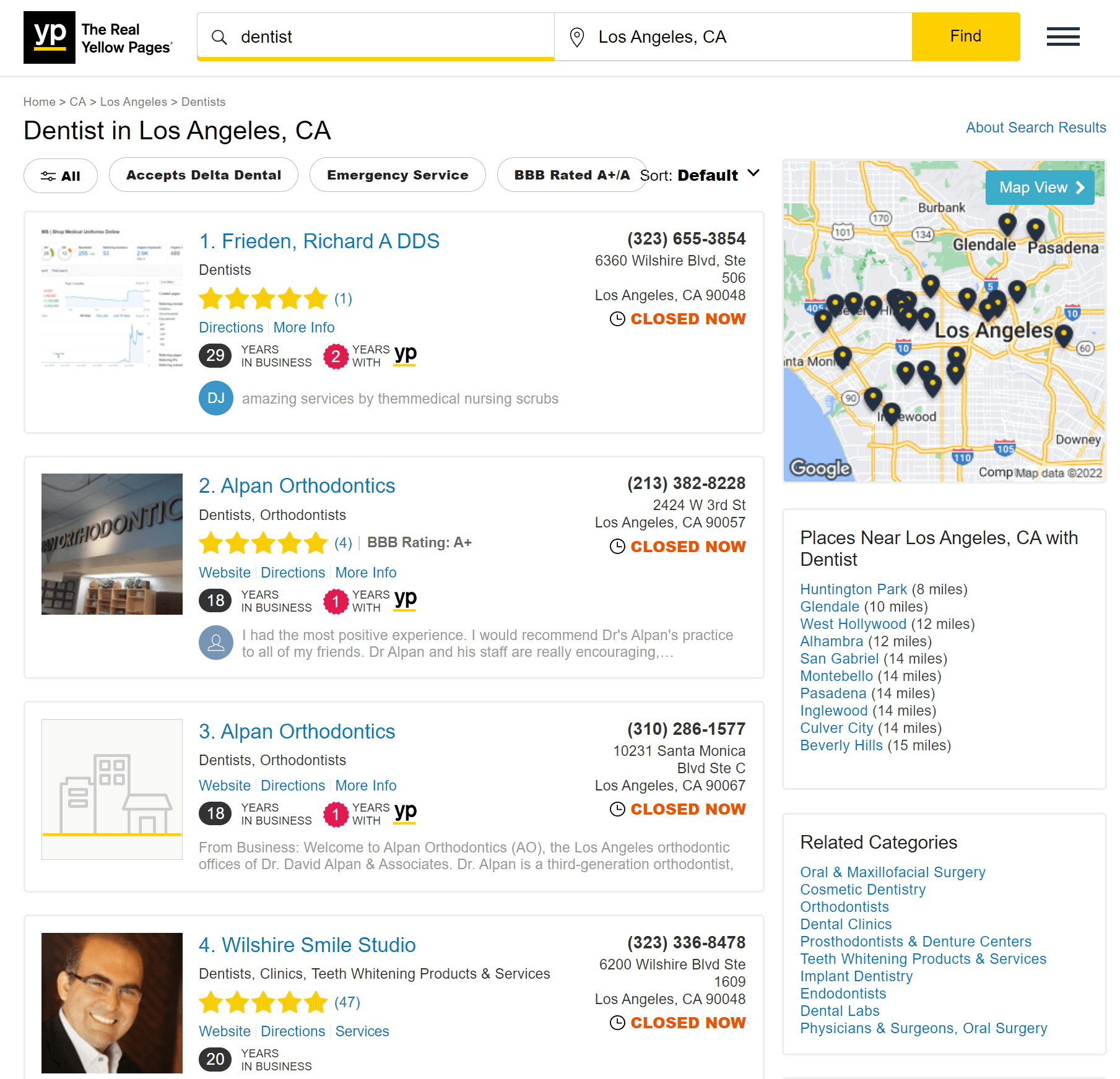 Yellow pages reviews for dentists