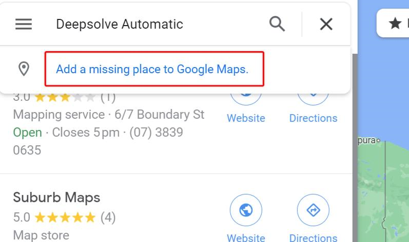 Add a missing place to Google maps