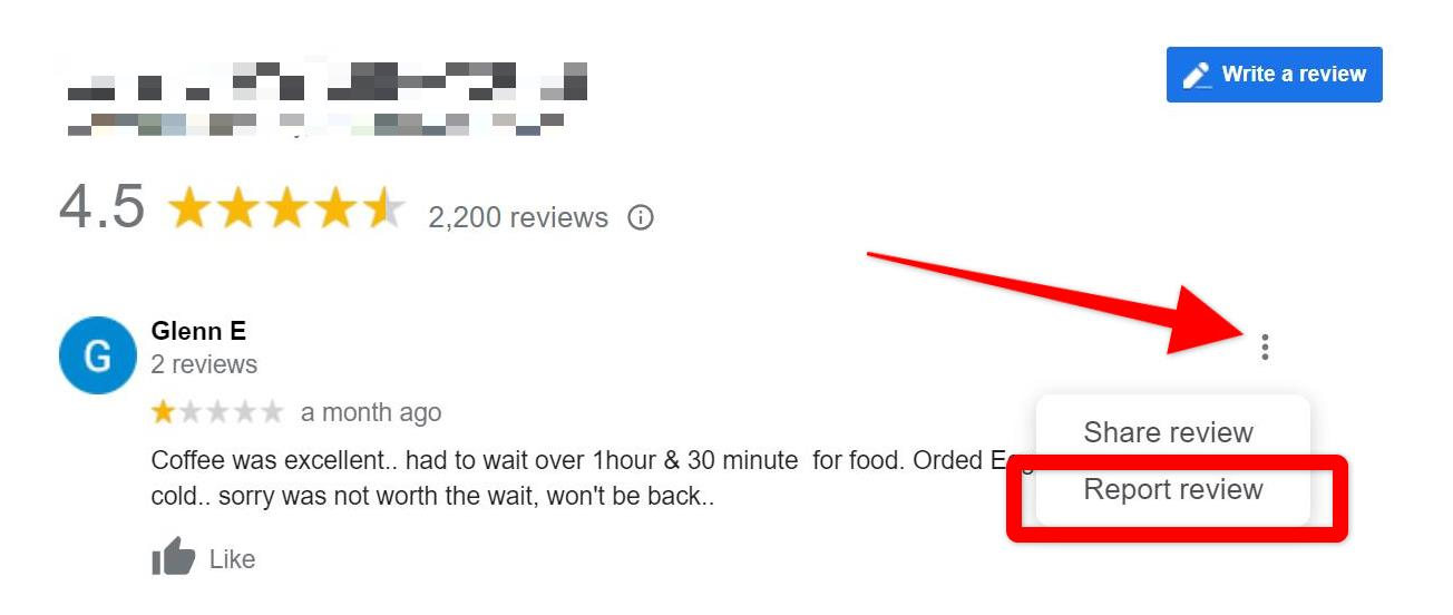 How do I remove a bad review on Google Maps?