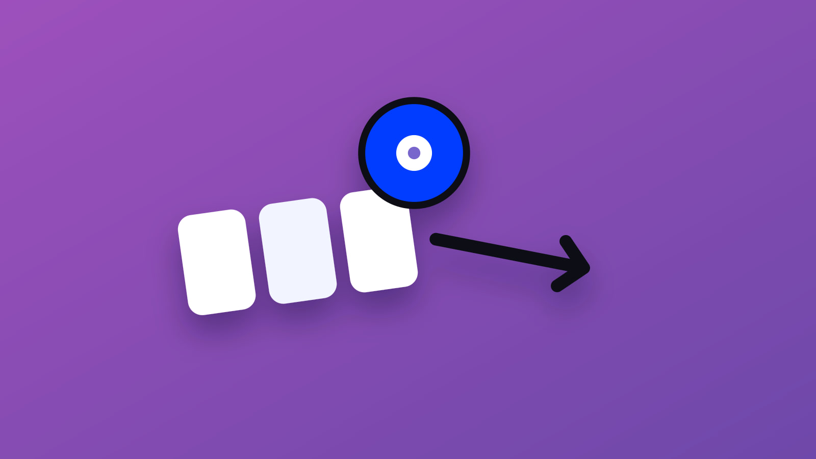 Illustrated signal tiles flowing into a search orb