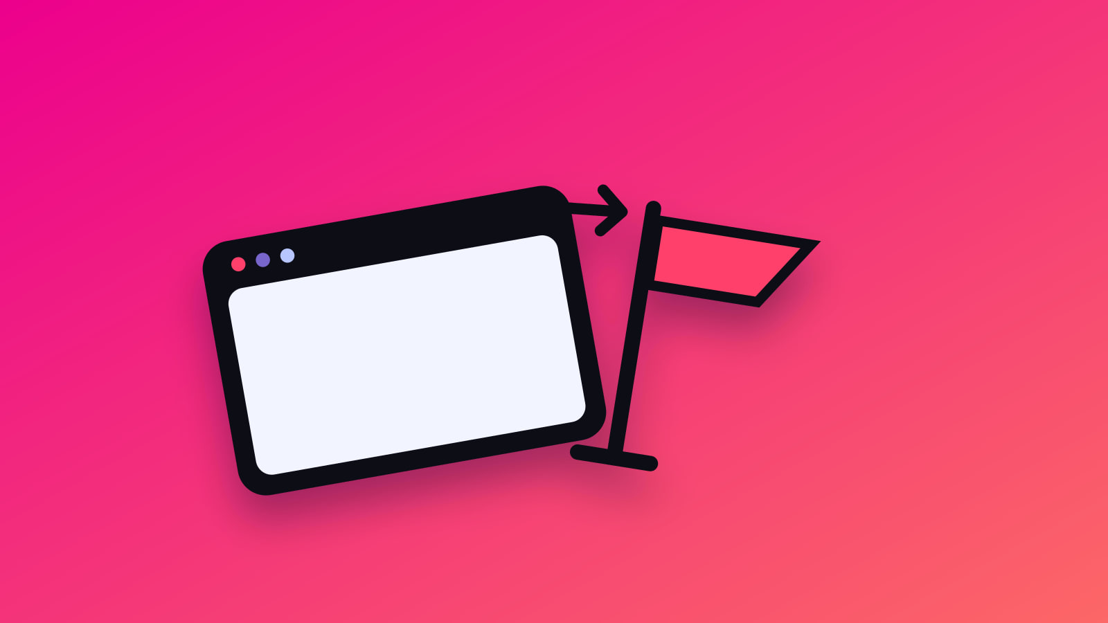 Illustrated social page, flagged review and removal arrow