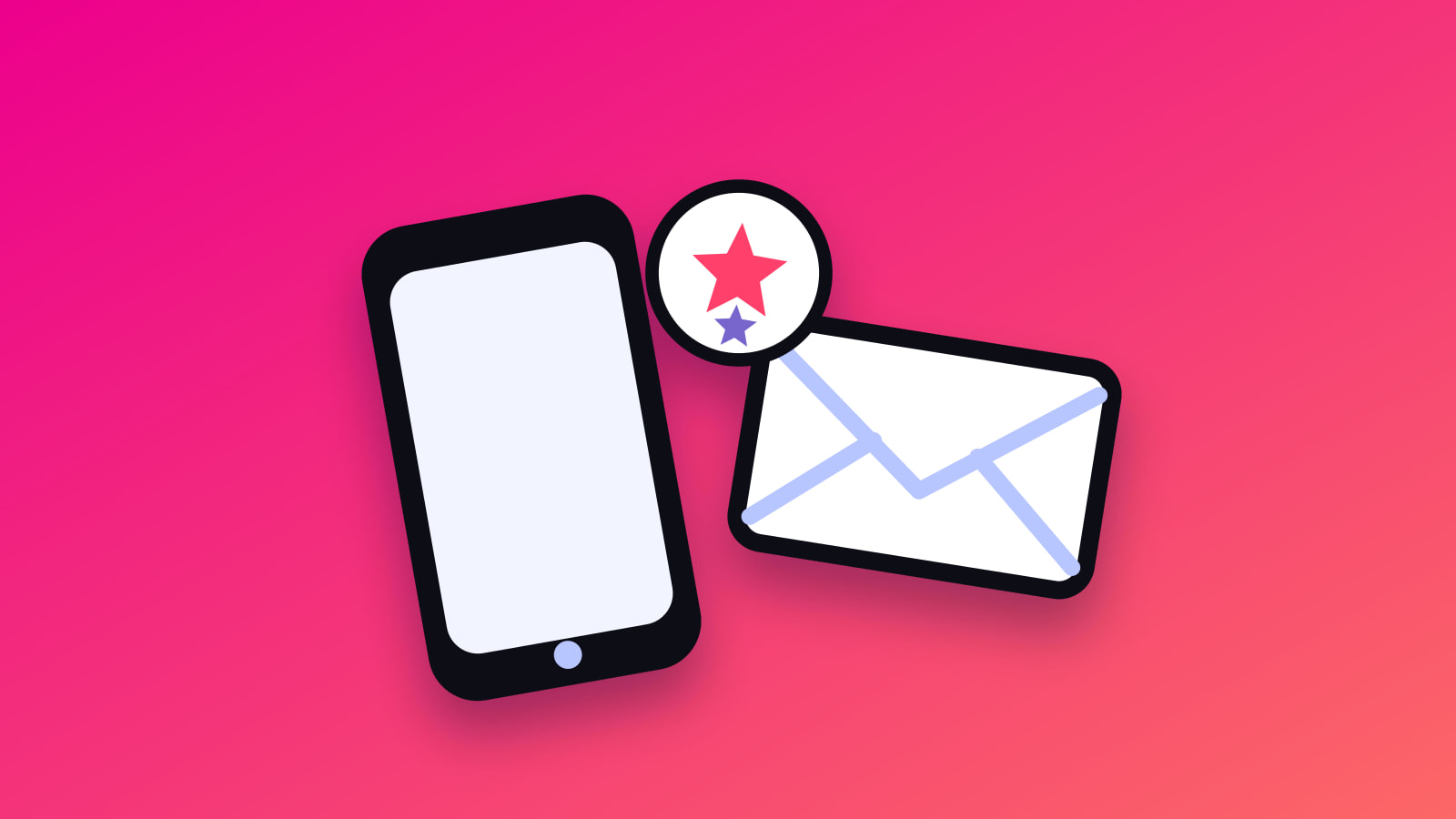 Illustrated phone, envelope and rating dial